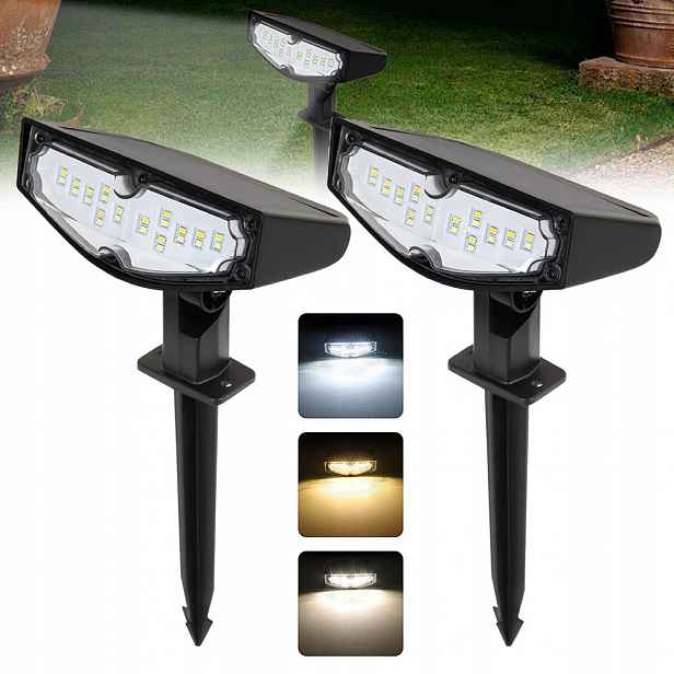 2 Led Solární Lampy Pro Použití Na Zahradě, Solární Reflektory, Osvětlení