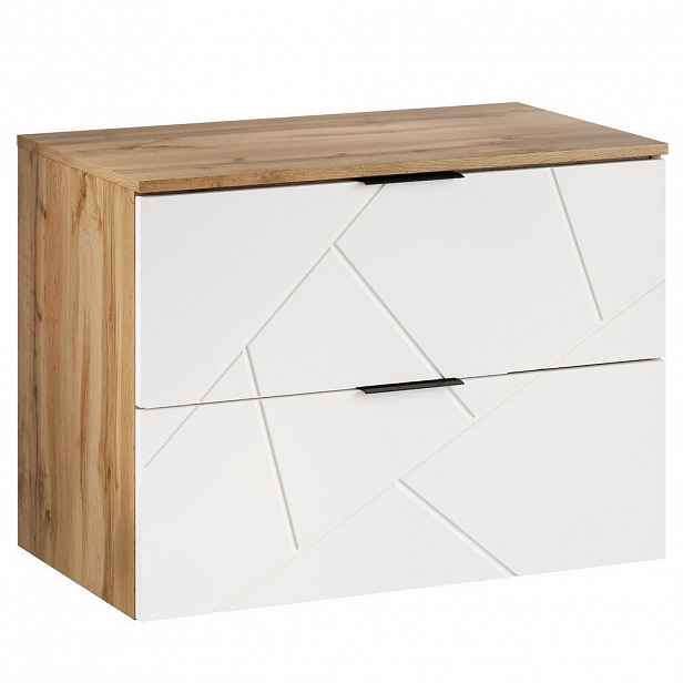Badplaats SKŘÍŇKA POD UMYVADLO Manello 2 zásuvky dub s mat bílá - 80 x 46 x 58 cm