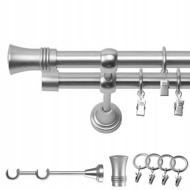 Garnýž Kovový Dvojitý 120 CM 19/19 MM Chrom Mat Prince Kolečka Na Žabky