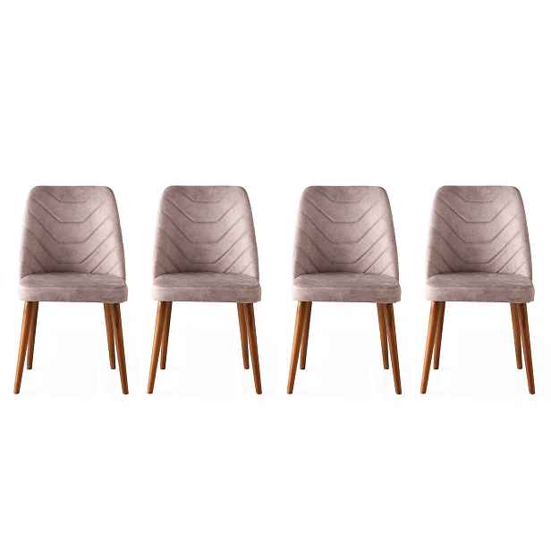 Kalune Design Sada 4 ks jídelních židlí Dallas ořech/béžová