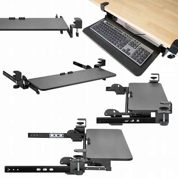 Podstavec pod klávesnici nastavitelný, výsuvný pod pracovní desku do 5 kg, 50 x 24 cm