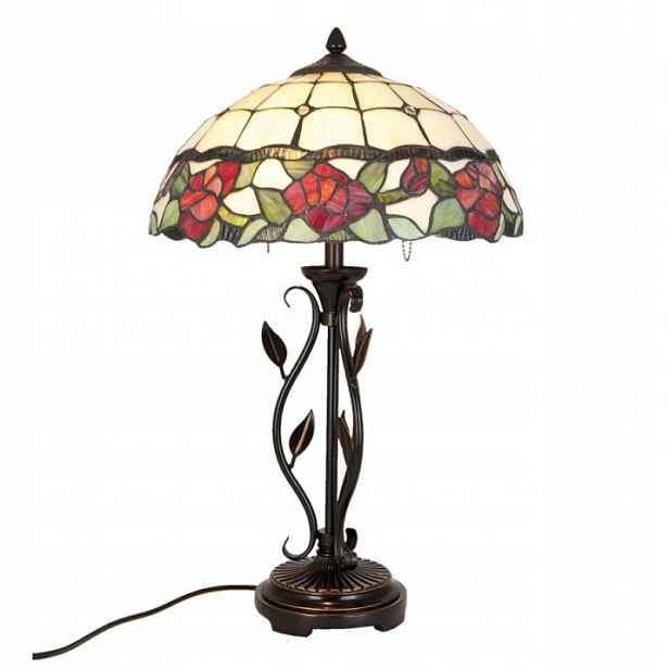 Stolní lampa Tiffany s růžemi Ruusut 35 x 61 cm