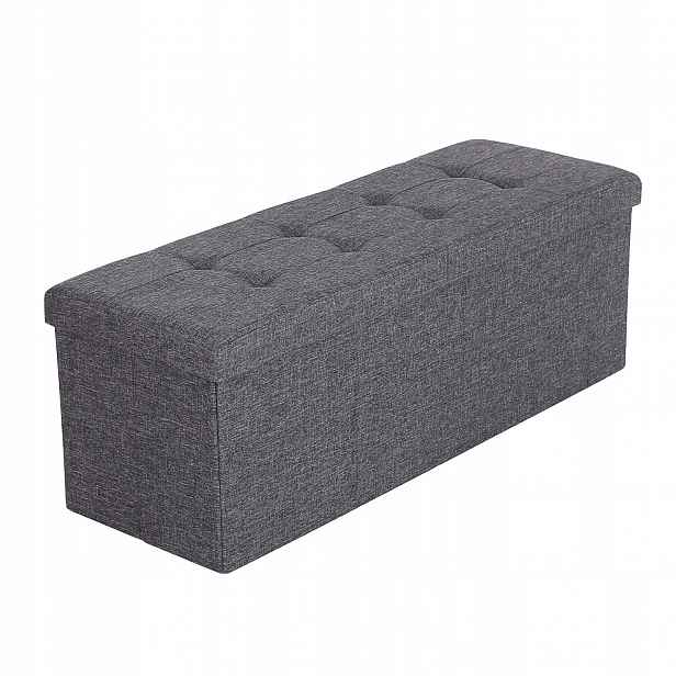 Taburet s úložným prostorem, tmavě šedá, 110 cm