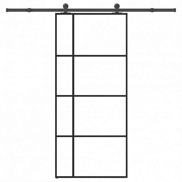 vidaXL Posuvné dveře s kováním 90x205 cm ESG sklo a hliník