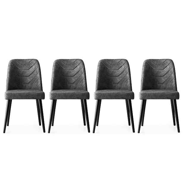 Kalune Design Sada 4 ks jídelních židlí Dallas z masivu antracitově šedá