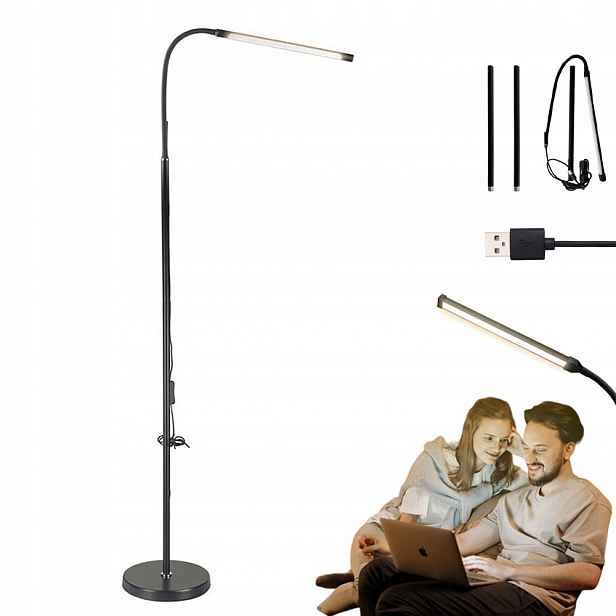 Led Stojací Lampa, Lampička Na Čtení, Nastavitelný Úhel, 12W, 140 CM