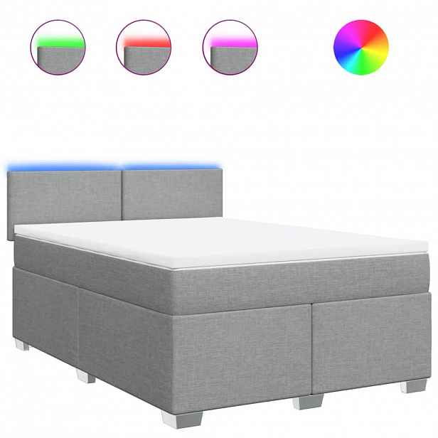 vidaXL Box spring postel s matrací světle šedá 160 x 200 cm textil