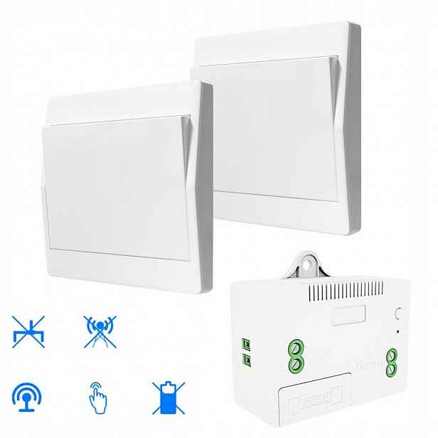 Bezbateriový bezdrátový spínač světel 2x vysílač 1x přijímač 230V