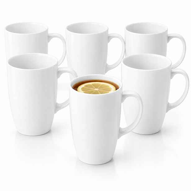 6 x Velký XXL hrnek na kávu a čaj Wilmax Bílý Porcelánový Vysoký 630 ml