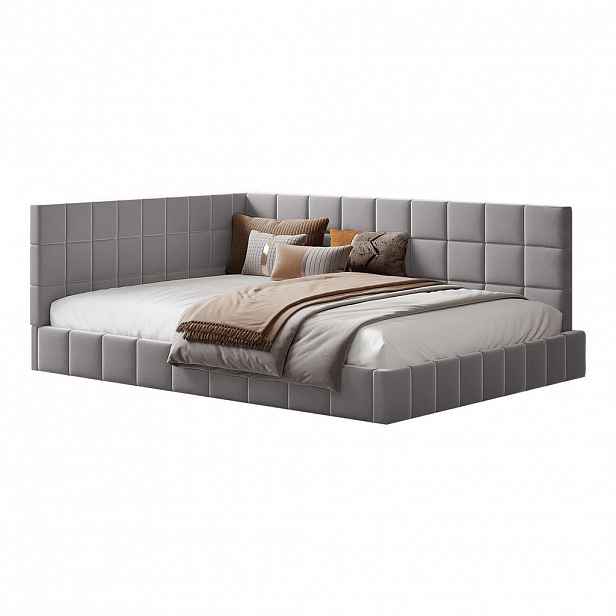 CHICFURN ČALOUNĚNÁ POSTEL 140/200 cm v šedé barvě ze sametu s lamelovým roštem