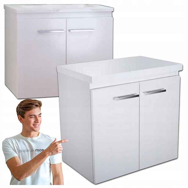 Koupelnová skříňka 60 cm do koupelny s pracovní deskou Praktická závěsná bílá