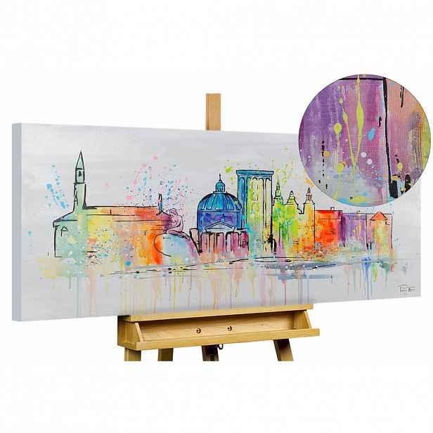 KUNSTLOFT RUČNĚ MALOVANÝ AKRYLOVÝ OBRAZ ŠEDÝ, 120/60 CM