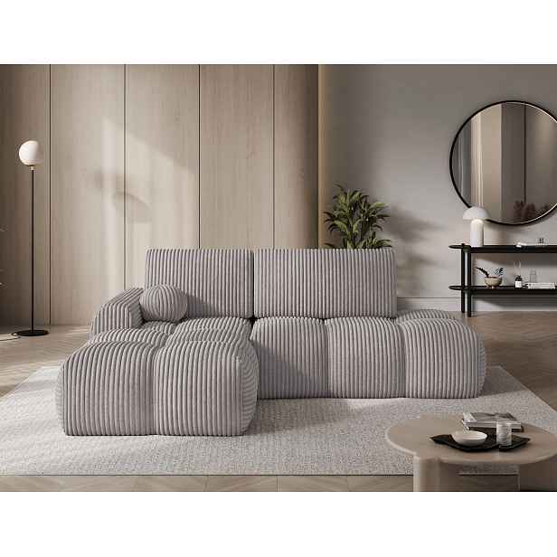 Designová rohová sedací souprava NIMUE - světle šedá, levý roh