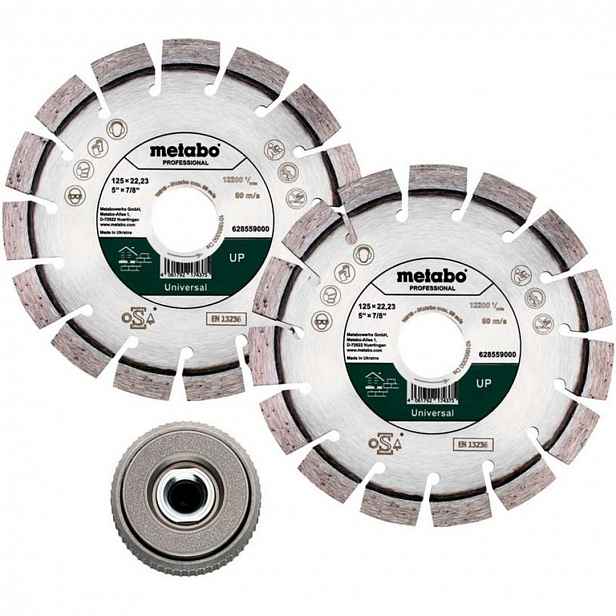 Metabo - 3dílná sada diamantových řezných kotoučů 125x22,23 mm a rychloupínací matice 628582000