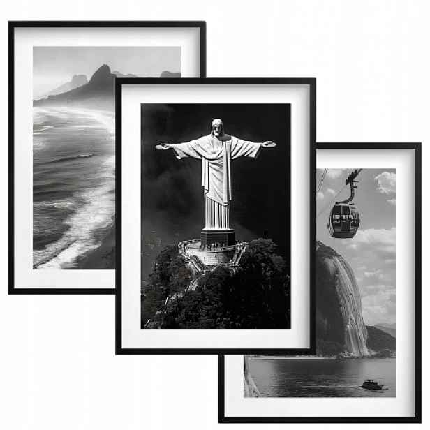 Obrazy Černobílé plakáty na zeď s rámečky Město Rio de Janeiro