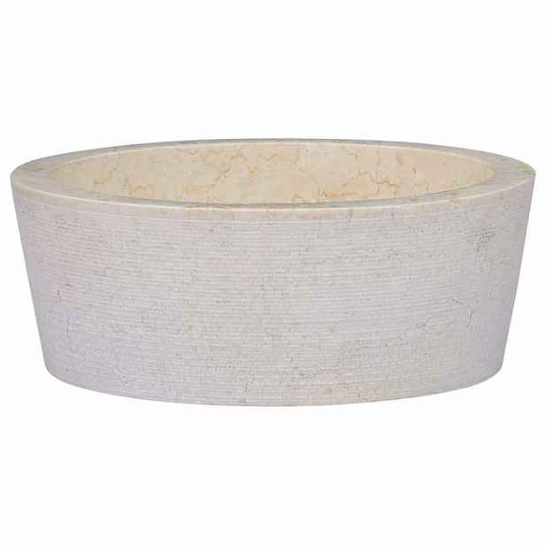 vidaXL Umyvadlo krémové Ø 40 x 15 cm mramor