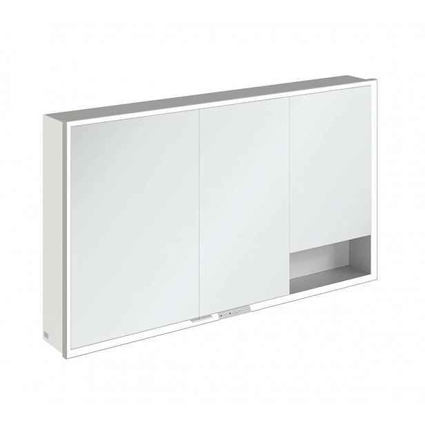 Villeroy & Boch My View+ - Zrcadlová skříňka s LED osvětlením 130x75x17 cm, 3 dvířka, bílá/šedá A48113VE