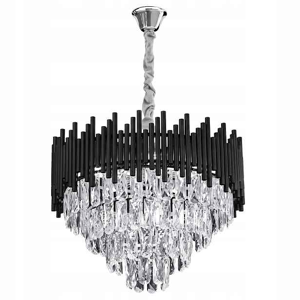 Závěsná lampa Lustr Černá Křišťál Glamour Do Obývacího Pokoje 7 x E14 Toolight