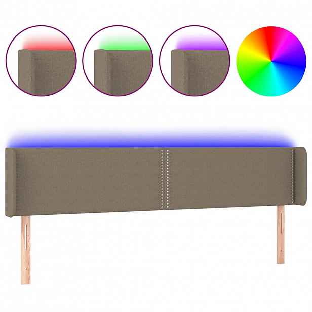vidaXL Čelo postele s LED taupe 183 x 16 x 78/88 cm textil