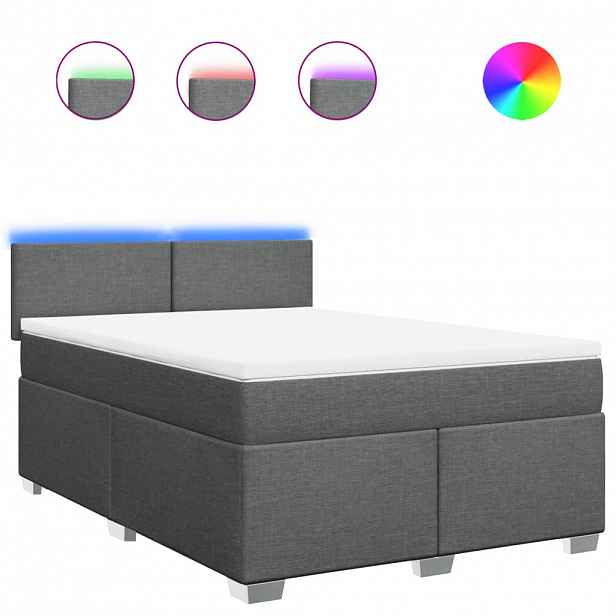 vidaXL Box spring postel s matrací tmavě šedá 160x200 cm textil