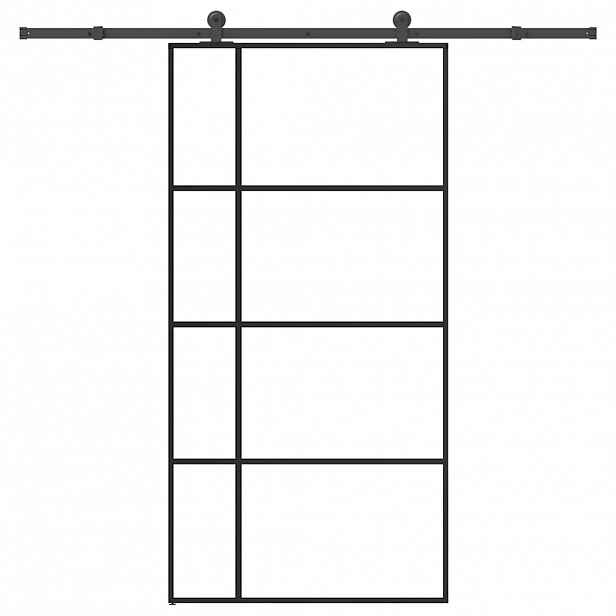 vidaXL Posuvné dveře s kováním 102,5 x 205 cm ESG sklo a hliník