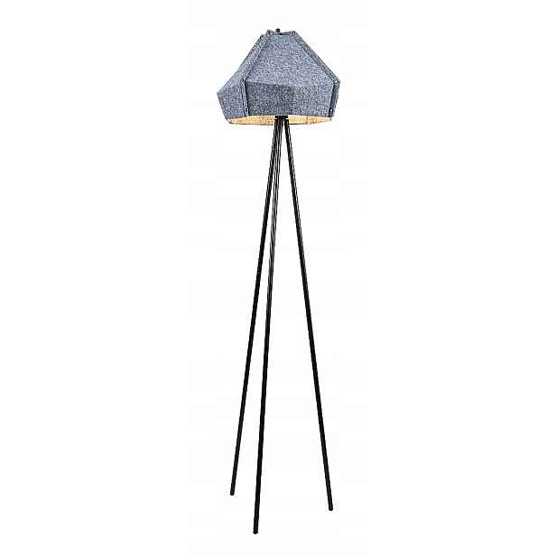 Stojací lampa trojnožková černá, popelavý plstěný stín Rabalux