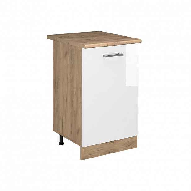 Vicco SPODNÍ SKŘÍŇKA KUCHYŇSKÉ LINKY R-Line, Bílá vysoký lesk/Zlatý mocný dub, 50 cm pracovná doska Dub Goldkraft