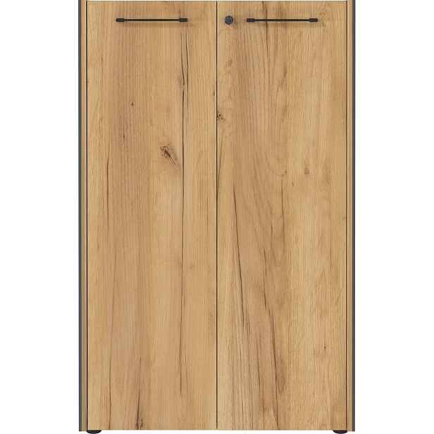Antracitová/v přírodní barvě uzamykatelná skříňka v dekoru dubu 75x120x40 cm Podium – Germania