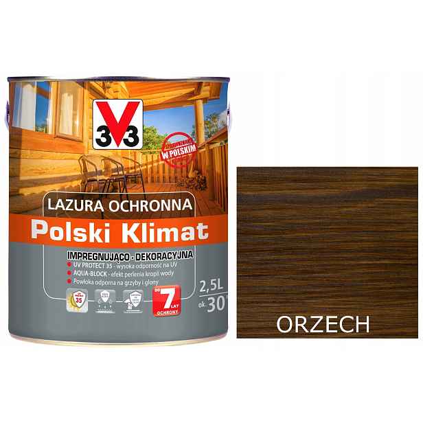 Lazura V33 Polský Klima 7 let Ořech 2,5L