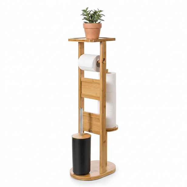 Relaxdays WC-SOUPRAVA přírodní bambus s poličkou 80 cm