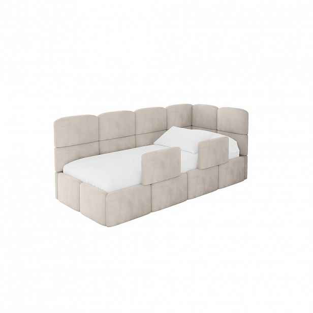 ALTDECOR JEDNOLŮŽKOVÁ POSTEL pro mládež s úložným prostorem, vlevo - KIVY 90x200 béžová