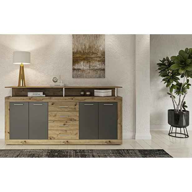 Casarredo Komoda 4D4S PRETORIA artisan/šedá