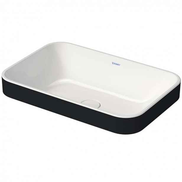 Duravit Happy D.2 Plus - Umyvadlová mísa zápustná, 60x40 cm, bez přepadu, bílá/antracit mat 2359606100