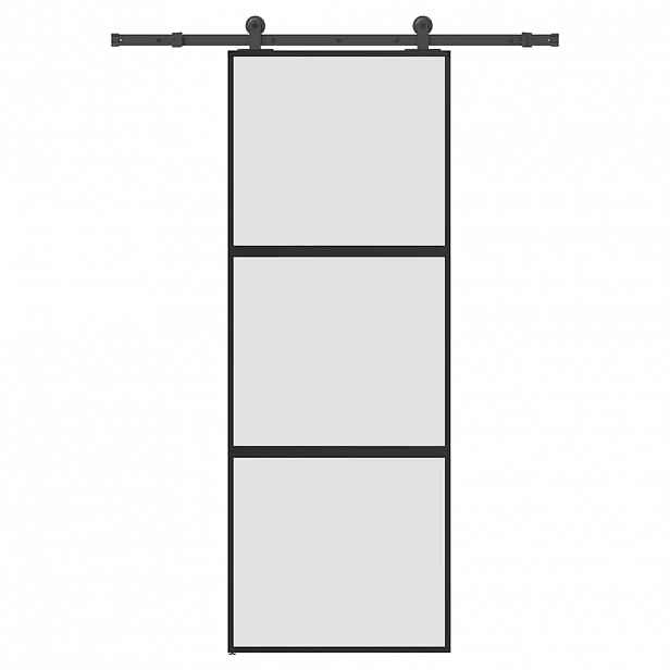 vidaXL Posuvné dveře s kováním 76x205 cm tvrzeného sklo a hliník
