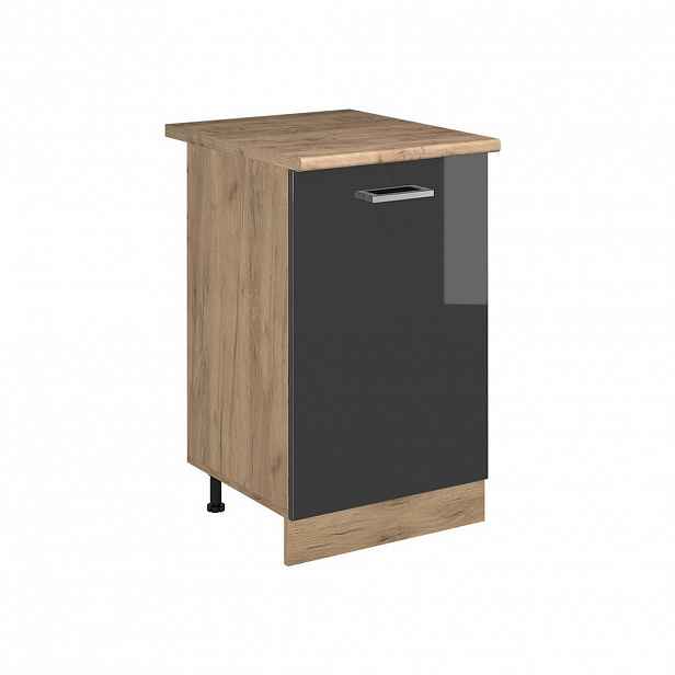 Vicco SPODNÍ SKŘÍŇKA KUCHYŇSKÉ LINKY R-Line, Antracitový vysoký lesk/Zlatý mocný dub, 50 cm pracovná doska Dub Goldkraft