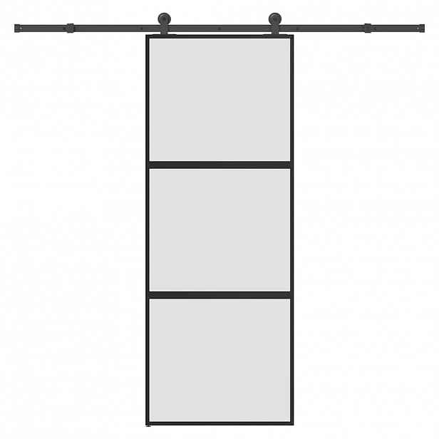 vidaXL Posuvné dveře s kováním 76x205 cm tvrzeného sklo a hliník
