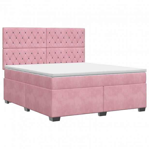 vidaXL Postel boxspring s matrací s čelo Růžová 140 x 200 cm Samet