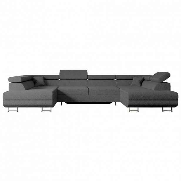 ALTDECOR SEDACÍ SOUPRAVA s funkcí lůžka a úložným prostorem pod postelí GUSA-U 342x202x107 cm šedá buklé