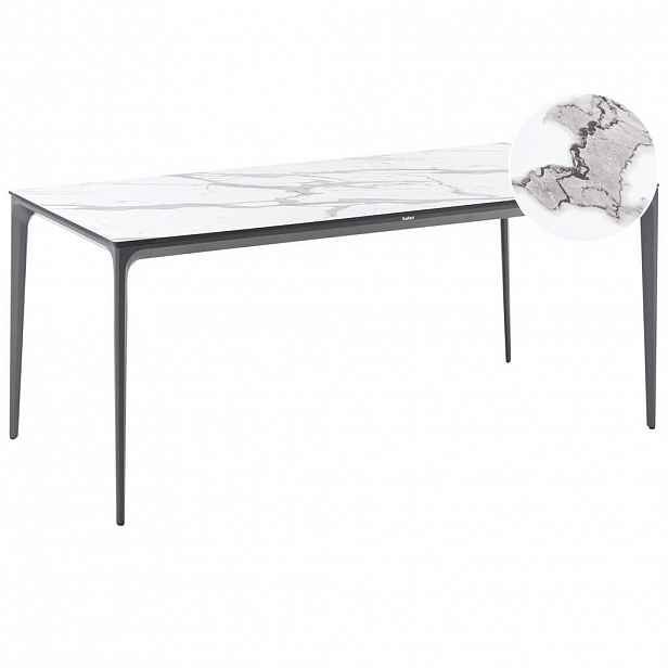 Beliani ZAHRADNÍ STŮL 180/90 cm Mramor Look Bílý Mramor Sovareto