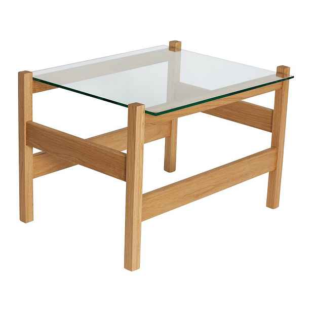 Konferenční stolek se skleněnou deskou v přírodní barvě 52x66 cm Ledge – Hübsch