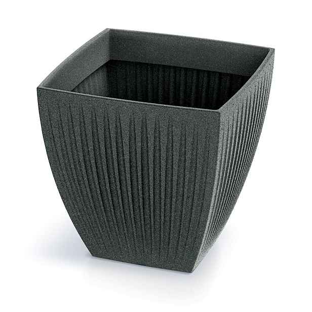 Prosperplast Květináč LATIE SQUAR I granitově černý, varianta 30 cm