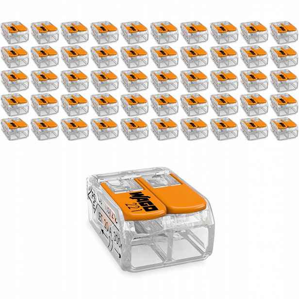 Set Rychlospojka 2 zásuvky 0,14-4mm 221-412 upínací 50 Ks