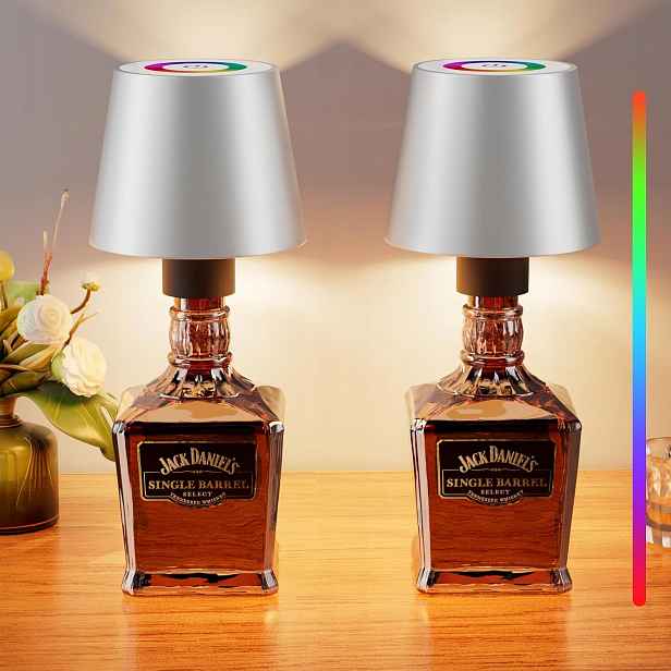 Stolní Lampička Bezdrátová 5200MAH Na Láhev Rgb Dotyková Kovová 2 kusy