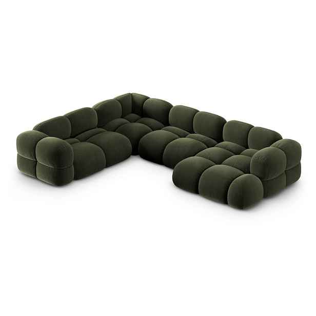 Zelená sametová rohová pohovka (levý roh/do "U") Loretto – Cosmopolitan Design