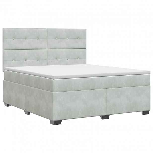 vidaXL Postel boxspring s matrací Světle šedá 140 x 200 cm Samet