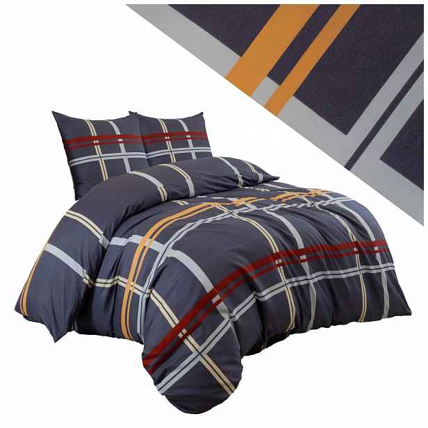 Povlečení 220x200 2 povlaky na polštáře 70x80 hladké Eusebia Home se zipem, kostkovaný vzor