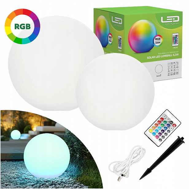 Sada solárních koulí 30 cm a 40 cm Silné Rgb dálkové ovládání Akumulátor Usb