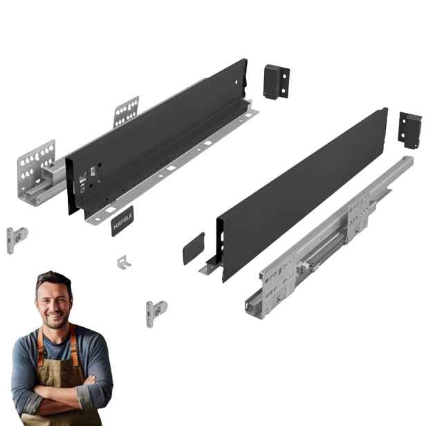 Šuplík Hafele Matrix Slim 500 mm H-184 35 kg 514.11.225 Tenká Antracit