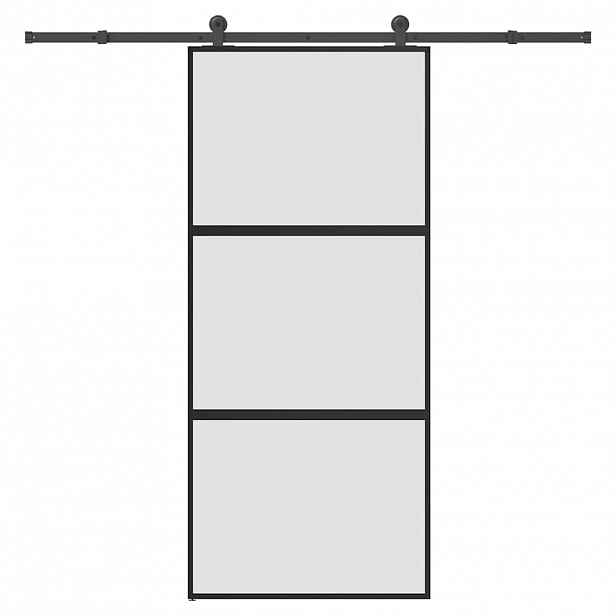 vidaXL Posuvné dveře s kováním 90x205 cm tvrzeného sklo a hliník