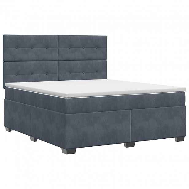 vidaXL Postel boxspring s matrací s čelo Tmavě šedá 140 x 200 cm Samet